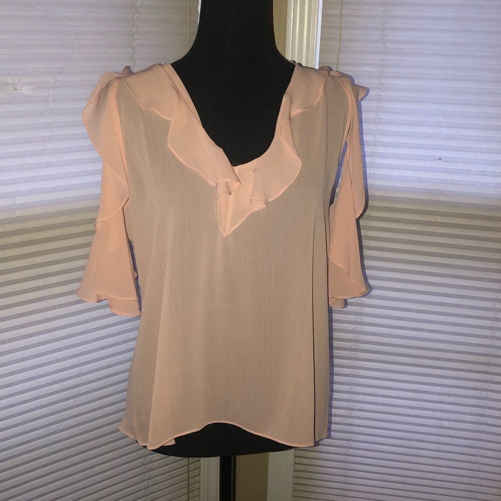 Alice + Olivia Cold Shoulder Ruffle collar NWT
